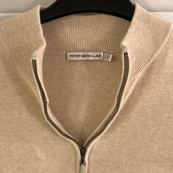 Peter Millar Cream Quarter-zip Sweater - Picture 3 of 3
